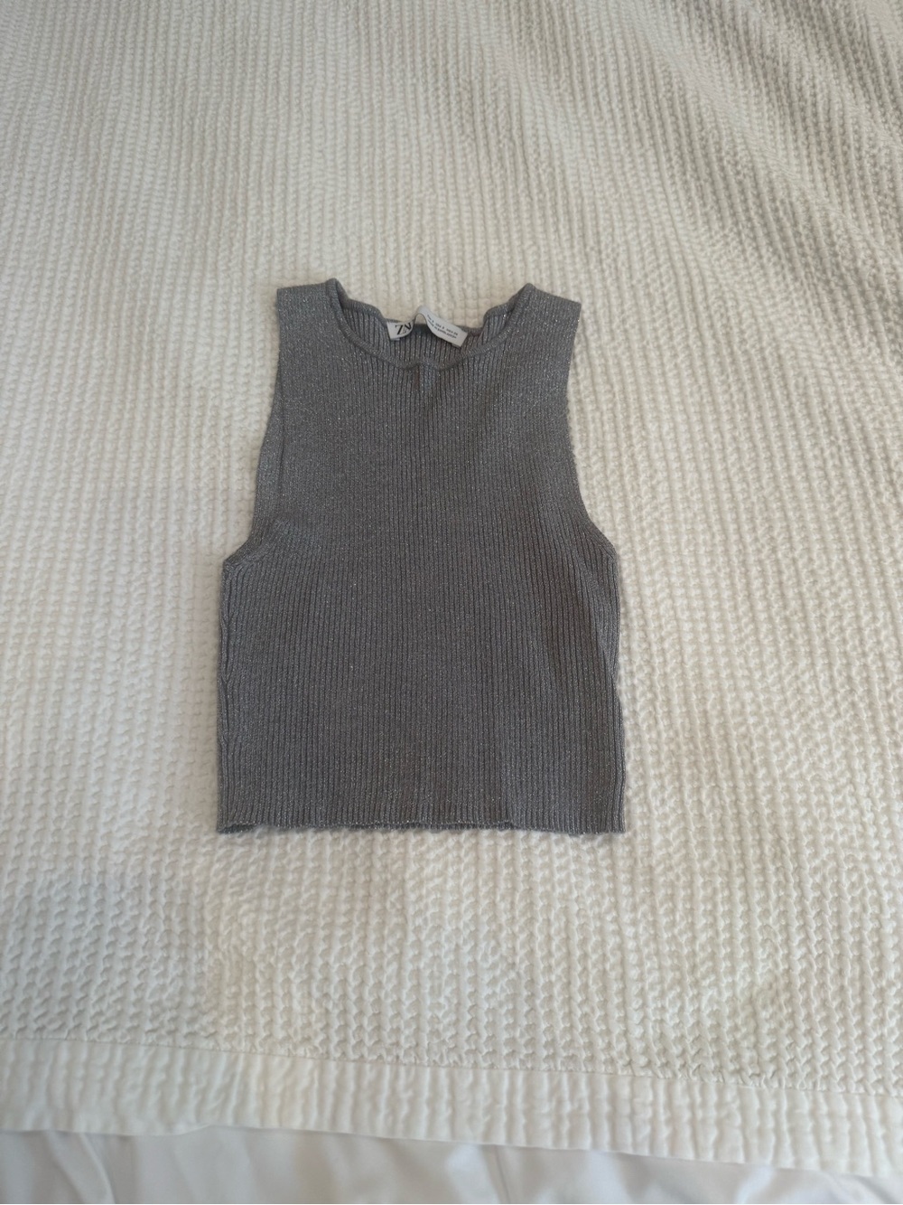 Zara Charcoal Gray Ribbed Knit Muscle Tank
